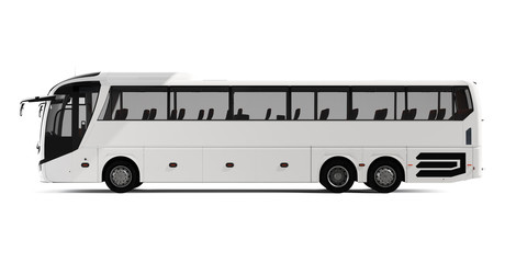 Wall Mural - white big tour bus left view