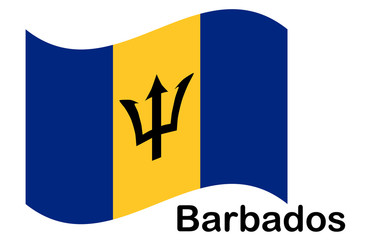 Illustration Flag of Barbados for continue, Flag Of Barbados Isolated On White Background.