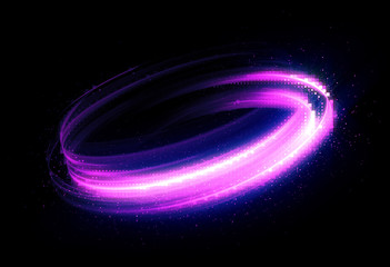 Wall Mural - Glow swirl light effect. Circular lens flare. Abstract rotational lines. Power energy element. Luminous sci-fi. Shining neon lights cosmic abstract frame. Magic round frame. Swirl trail effect. Glint