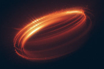 Wall Mural - Glow swirl light effect. Circular lens flare. Abstract rotational lines. Power energy element. Luminous sci-fi. Shining neon lights cosmic abstract frame. Magic round frame. Swirl trail effect. Glint