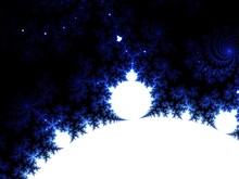 Abstract Winter Holidays Dark Blue Gradient Background Design.Fractal Julia Sets Effect.Happy New Year.Let It Snow.Blue Sky.Merry Christmas.Black Night With White Stars And Snowflakes.