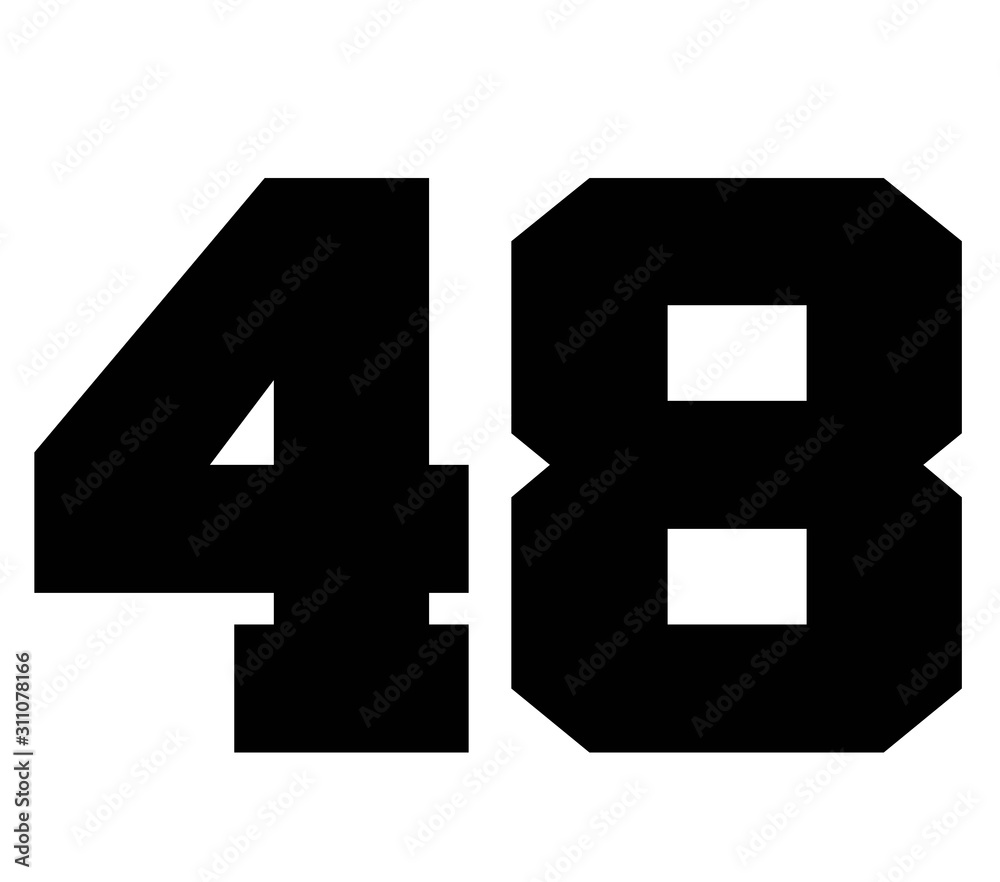 48,Classic Vintage Sport Jersey Number, Uniform numbers in black as fat ...