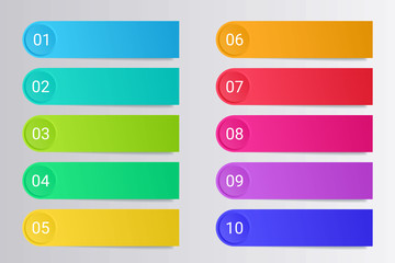Fototapete - Colorful bullet points with paper stickers and copy space isolated on grey background.