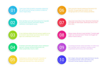 Fototapete - Bullet points with copy space isolated on white background.