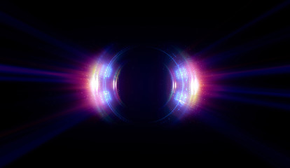 Wall Mural - Vivid abstract background. Beautiful design of rotation frame.  .Mystical portal. Bright sphere lens. Rotating lines. Glow ring. .Magic neon ball. Led blurred swirl. Spiral glint lines.