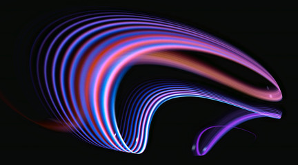 Wall Mural - Glow effect. Ribbon glint. Abstract rotational border lines. Power energy. LED glare tape. .Luminous shining neon lights. Cosmic abstract waves. Magic design round whirl. Swirl trail effect.