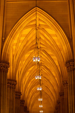 Interior Building With Lights And Glowing Arches