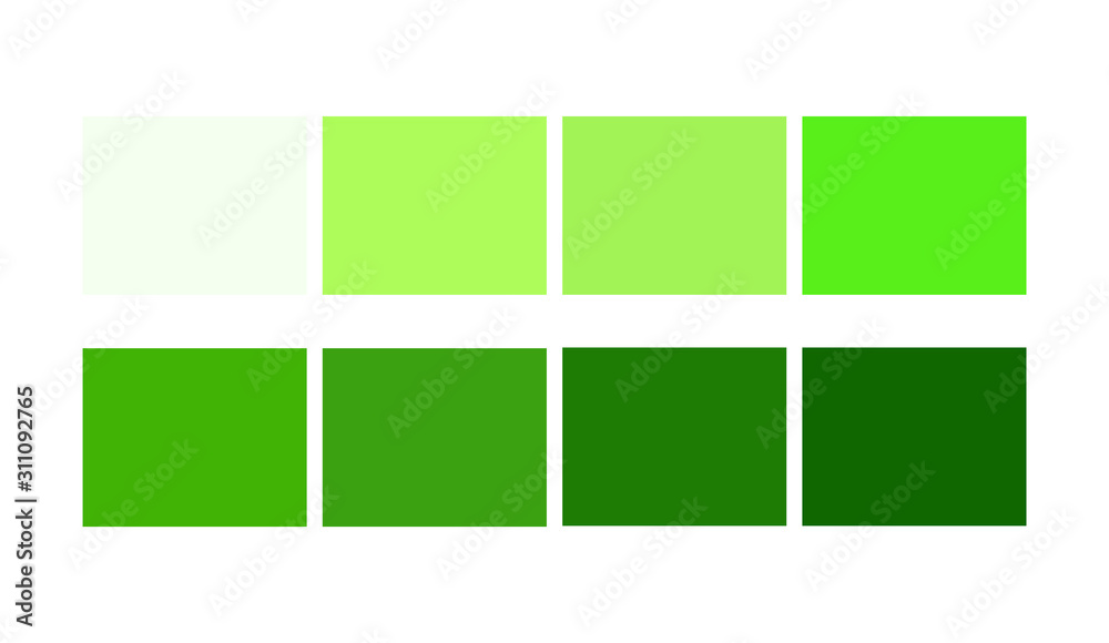 Green Color shade and Ligths chart for cartoon design. Template to pick ...