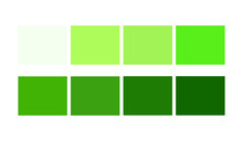 Green Color Shade And Ligths Chart For Cartoon Design. Template To Pick Color Swatches.