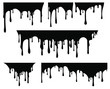 Set of black paint drips. Vector illustration for your design.