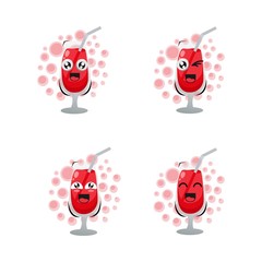 Poster - cute expressions apple juice mascot design vector collection