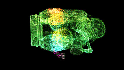 Fototapete - Futuristic user interface head up display Holographic electromagnetic mechanical system and digital data telemetry information display for digital background computer desktop display screen