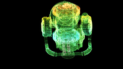 Fototapete - Futuristic user interface head up display Holographic electromagnetic mechanical system and digital data telemetry information display for digital background computer desktop display screen