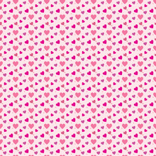 Pink Heart And Polka Dot Seamless Pattern Background.