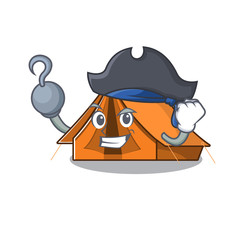 Sticker - one hand Pirate camping tent Scroll cartoon style with hat