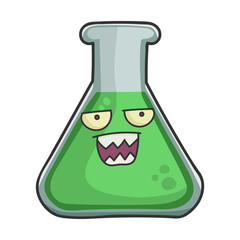 Angry science test tube cartoon