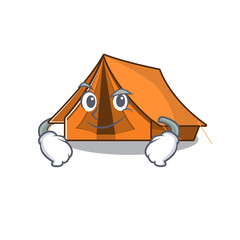 Wall Mural - Cool camping tent Scroll mascot character with Smirking face