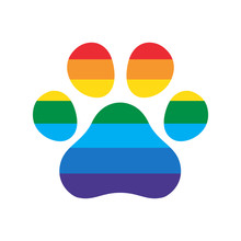 Dog Paw Footprint Rainbow Pride Icon Vector French Bulldog Cartoon LGBT Symbol Character Illustration Design