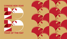 Chinese New Year , 2020, Happy New Year Greetings, Year Of The Rat, Modern Design, Colorful,  Geometry Pattern.