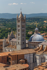 Wall Mural - View to Cathedral church of Siena town, Italy