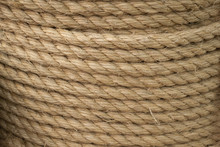 Texture Of Coiled Sisal Rope. Several Layers Of Thick Rope As Background