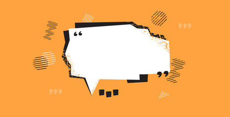 Poster - retro empty speech textbox or think banner communication quote template concept sticker design for text talk message or dialog horizontal vector illustration