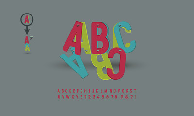 Canvas Print - Font with colorful layers. ABC constructor, colorful creative letters and numbers. Vector illustration.