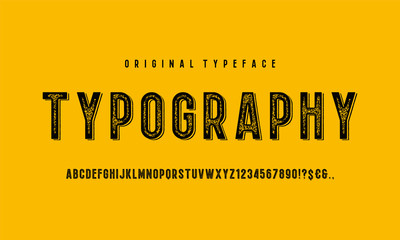 Fototapete - vintage retro alphabet vector font. type letters, numbers. distressed vintage design vector font.