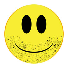 Stubble Smile Face Isolated Button