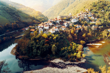 vranduk castle in bosnia. aerial view.
