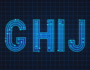 Leinwandbilder - Technology simple type tech design. Vector typeset alphabet. Future typeface set. Geometric modern font. Futuristic style.
