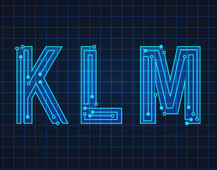 Leinwandbilder - Technology simple type tech design. Vector typeset alphabet. Future typeface set. Geometric modern font. Futuristic style.
