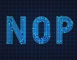 Leinwandbilder - Technology simple type tech design. Vector typeset alphabet. Future typeface set. Geometric modern font. Futuristic style.