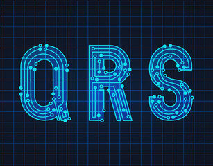 Leinwandbilder - Technology simple type tech design. Vector typeset alphabet. Future typeface set. Geometric modern font. Futuristic style.