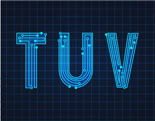Leinwandbilder - Technology simple type tech design. Vector typeset alphabet. Future typeface set. Geometric modern font. Futuristic style.