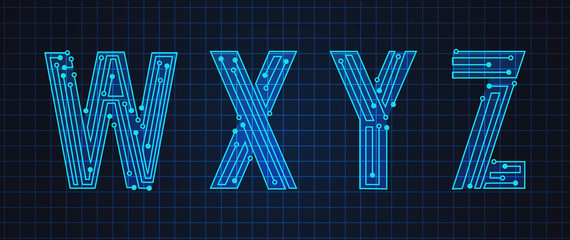 Leinwandbilder - Technology simple type tech design. Vector typeset alphabet. Future typeface set. Geometric modern font. Futuristic style.