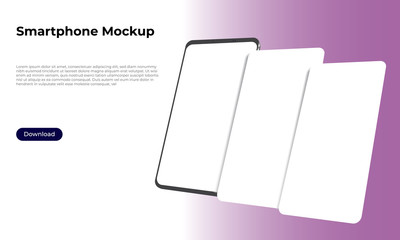 Wall Mural - rotated 3d triple smartphone mockup template for application presentation and user experience design