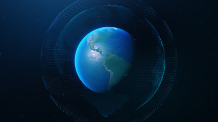 Wall Mural - Planet earth technology network. Elements of this image furnished by NASA - 3D illustration.