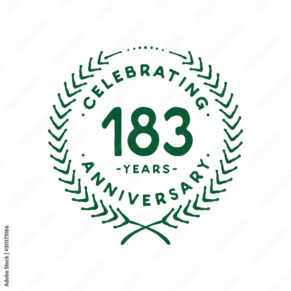 183 years design template. 183rd logo. Vector and illustration. Stock ...