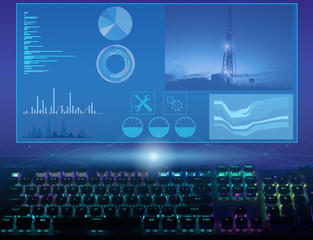 Canvas Print - the concept of machine learning and control of drilling equipment using artificial intelligence to eliminate accident rate in the well