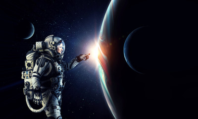 Wall Mural - exploring outer space. mixed media