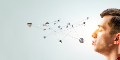 Wall Mural - wireless interaction and connection . mixed media
