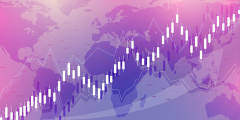 Aufkleber - Stock market graph or forex trading chart for business and financial concepts. Stock market data. Bullish point, Trend of graph. Vector illustration.
