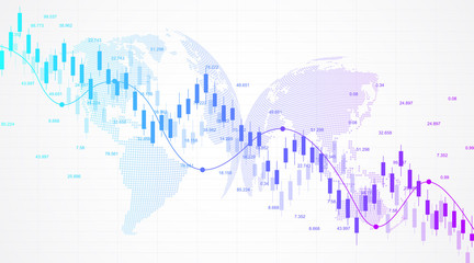 Poster - Stock market graph or forex trading chart for business and financial concepts. Stock market data. Bullish point, Trend of graph. Vector illustration.