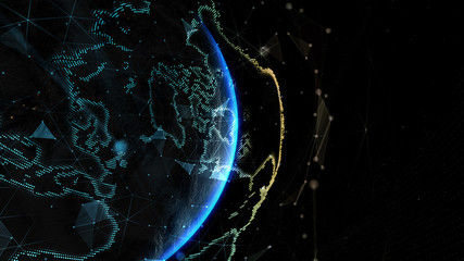 Wall Mural - Earth Globe, Technology concept. Elements of this image furnished by NASA - 3D illustration.