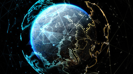 Wall Mural - connection lines around earth globe. some elements of the image provided by nasa. 3d illustration gl
