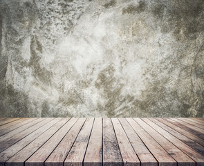 wooden floor and cement wall