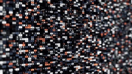 Poster - Background of many numbers. Animation. Coding of digital space with changing numbers vertically. Matrix multi-colored digital space