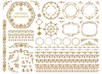 Wall Mural - vintage ornament set. metallic golden pattern.