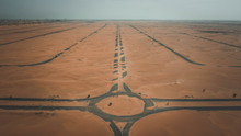 Roundabout In The Desert. Aerial Drone View